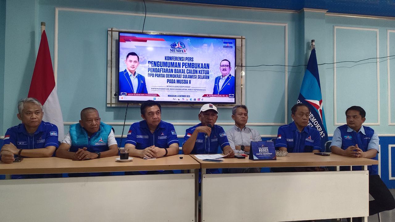 Demokrat Sulsel Buka Pendaftaran Calon Ketua Mulai 15 Oktober, Musda Digelar 23 Oktober
