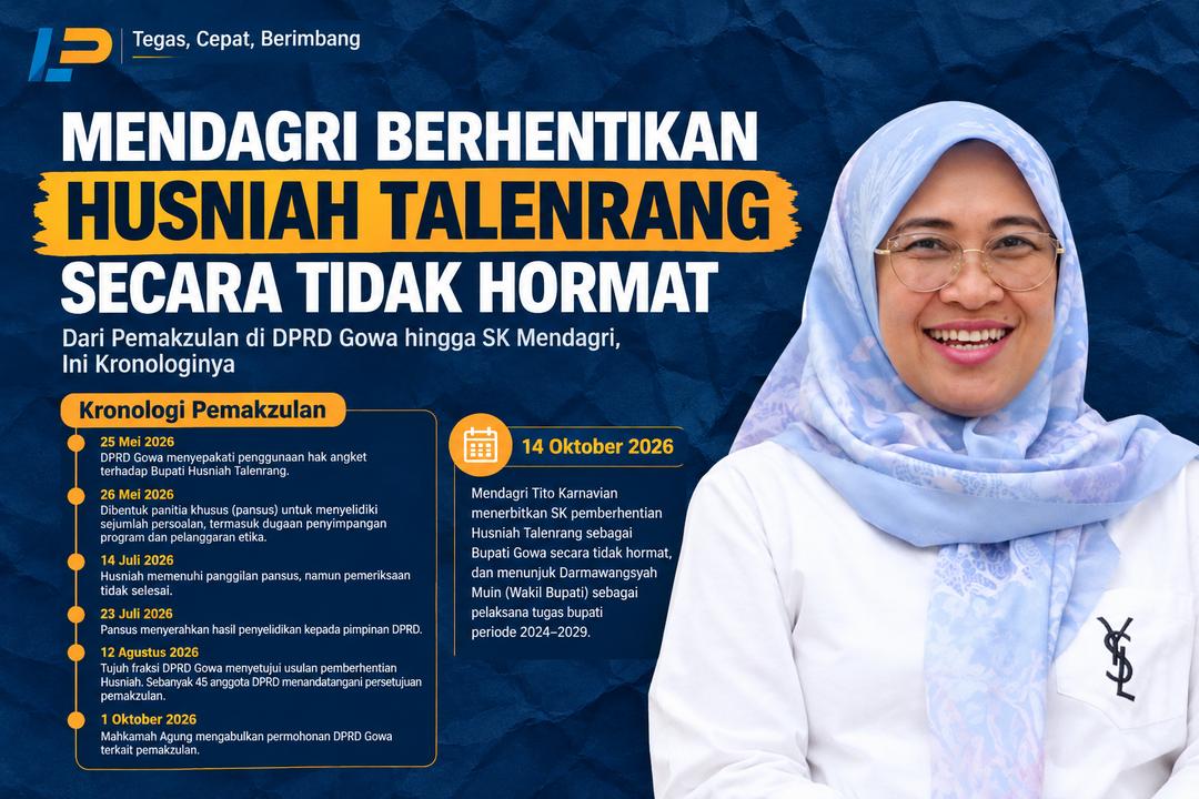 Mendagri Tito Pecat Husniah Talenrang Secara Tidak Hormat, Ini Kronologi Pemakzulannya